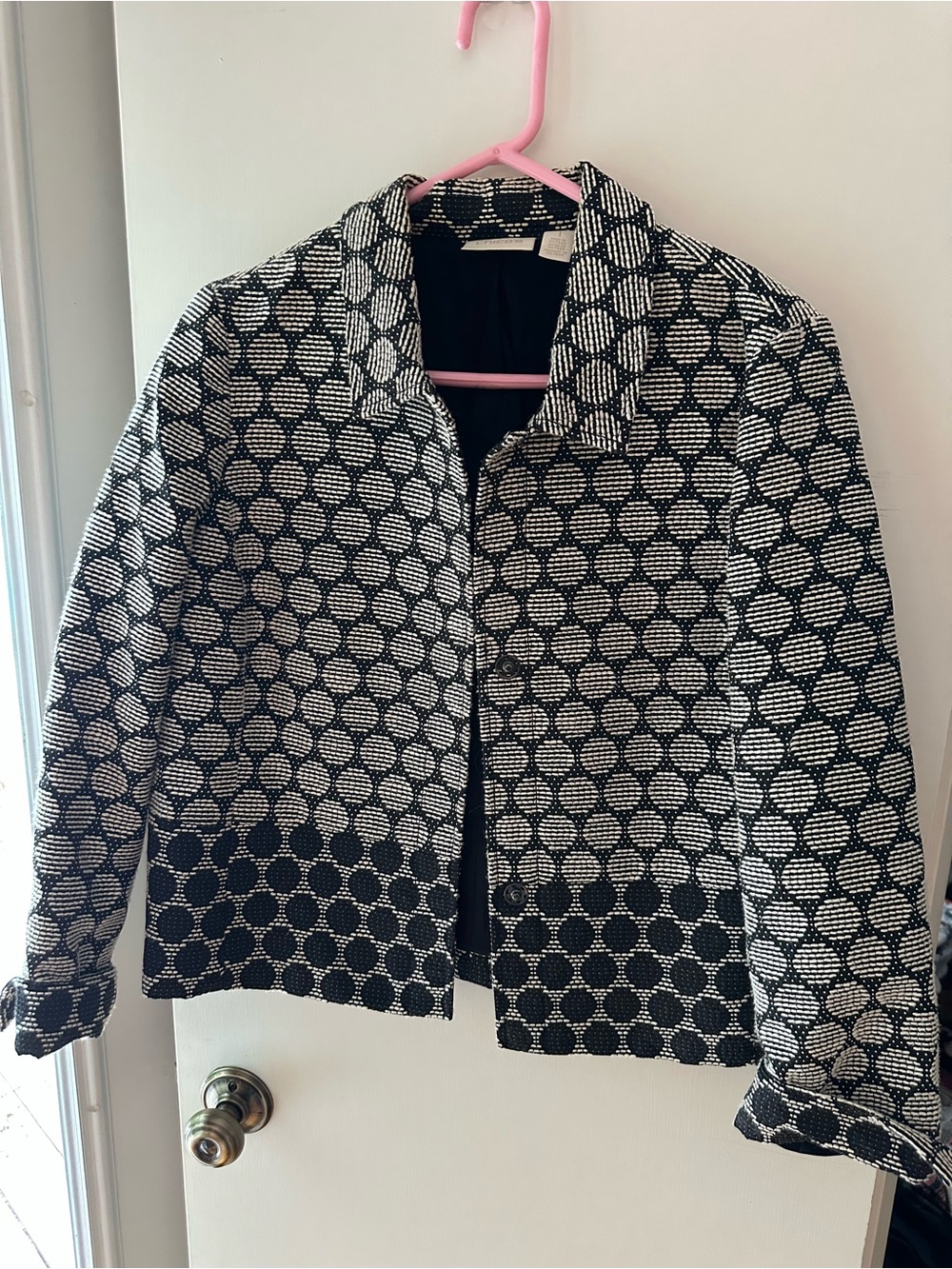 Chico's Black and White Geometric Textured Jacket